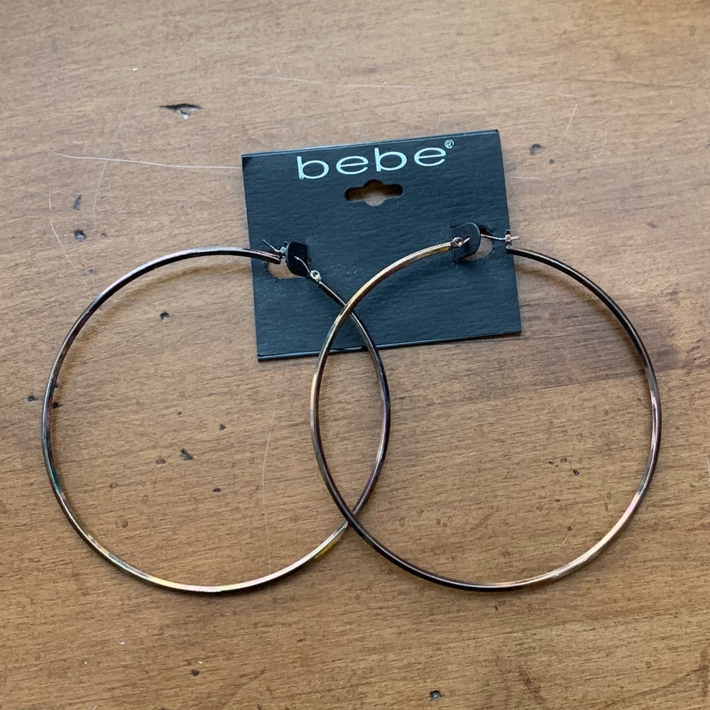 BeBe Large Hoop Metallic Earrings New With Tags